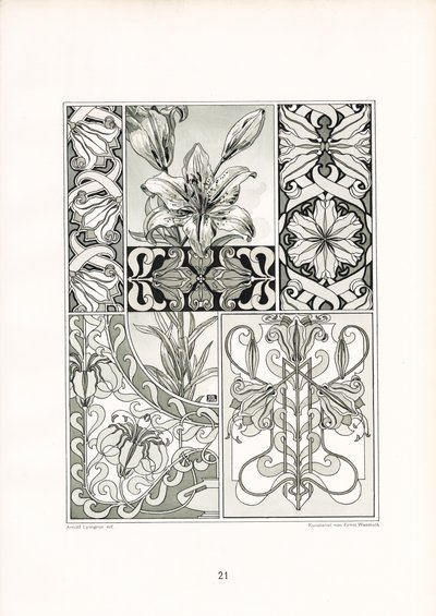 Lilienornamente in monochromer Komposition von Arnold Lyongrün