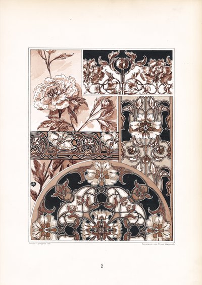 Monochrome Nelkenmotive und Ornamente von Arnold Lyongrün