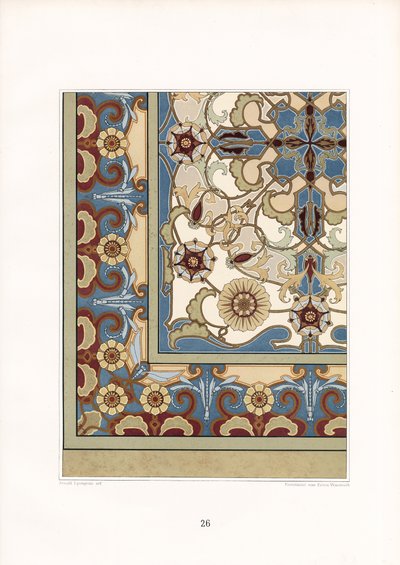 Mehrfarbiges Teppichmuster mit stilisierten Blumen von Arnold Lyongrün