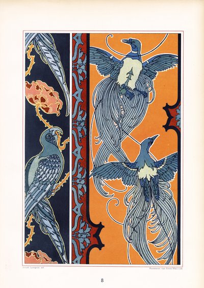 Ornamentale Friese mit stilisierten Vögeln von Arnold Lyongrün