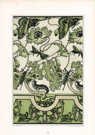 Mohnornament mit Insektenmotiven von Arnold Lyongrün