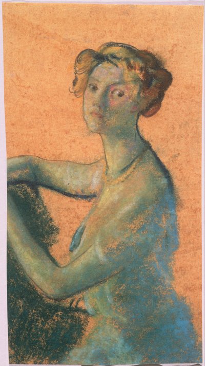Frau mit orangem Hintergrund aus A.B. Davies Buch, Ausgabe -25, 50 von Arthur Bowen Davies