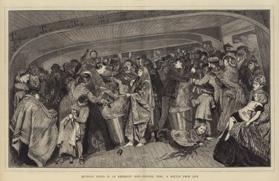 Zwischen Decks in einem Auswandererschiff, Fütterungszeit, eine Skizze aus dem Leben von Arthur Boyd Houghton