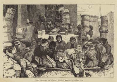 Früher Morgen auf dem Covent Garden Markt, Erbsen schälen von Arthur Boyd Houghton