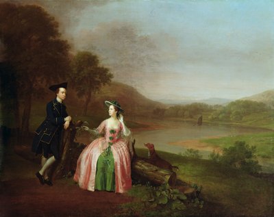 Sir George und Lady Strickland im Garten von Boynton Hall, nahe Bridlington, Yorkshire von Arthur Devis