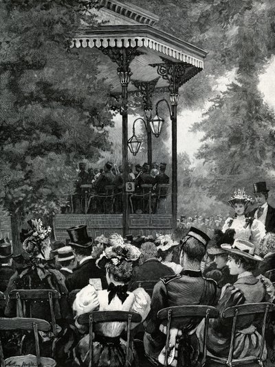 Freiluftmusik in London: Zuhören der Militärkapelle im Hyde Park von Arthur Hopkins