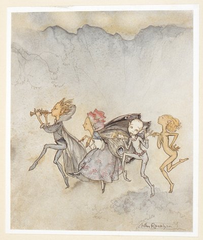 AKT IV: Szene I, Zeile 46 Each one, tripping on his toe, Will be here with mop and mow. Nymphs. von Arthur Rackham