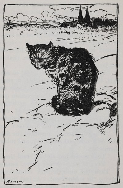 Illustration einer Katze aus Die Bremer Stadtmusikanten von Arthur Rackham