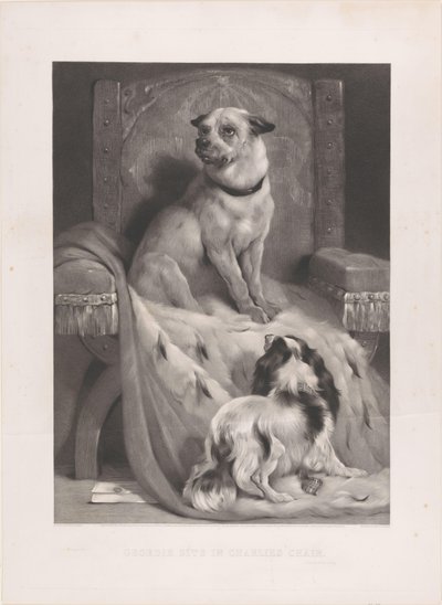Hund auf einem Hermelinmantel auf einem Thron von Arthur Turrell