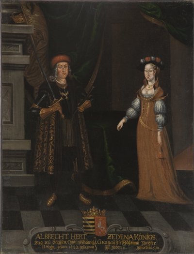 Albert III. von Sachsen, bekannt als der Kühne und Sidonie von Böhmen (Zdena de Podebrady) von Artist Unknown
