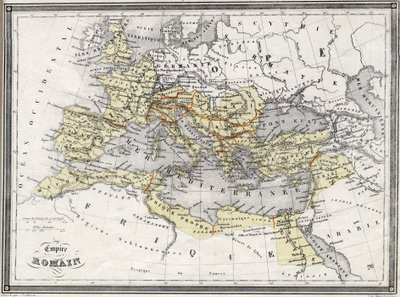 Geografische Karte des Römischen Reiches. In "Universal Atlas of Ancient and Modern Geography" von Vuillemin, um 1851 von Artist Unknown