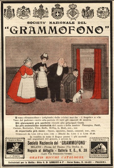 Italienische Werbung von 1914 für das Grammophon von Artist Unknown