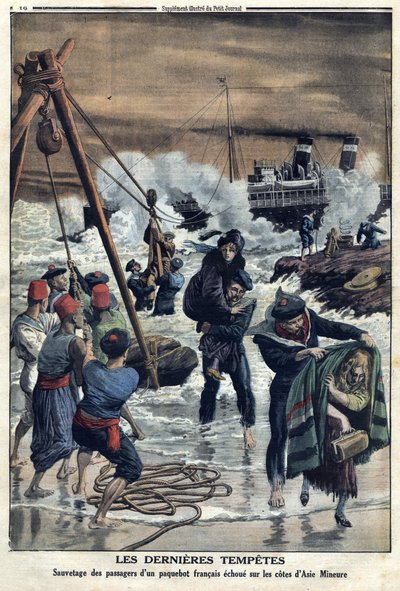 Letzte Stürme: Rettung der Passagiere eines gestrandeten französischen Liners an der Küste Kleinasiens von Artist Unknown