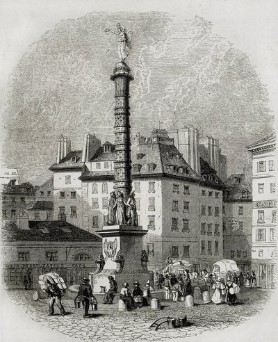 Paris. Wasserverkäufer vor dem Brunnen am Place Chatelet (Stich) von Artist Unknown