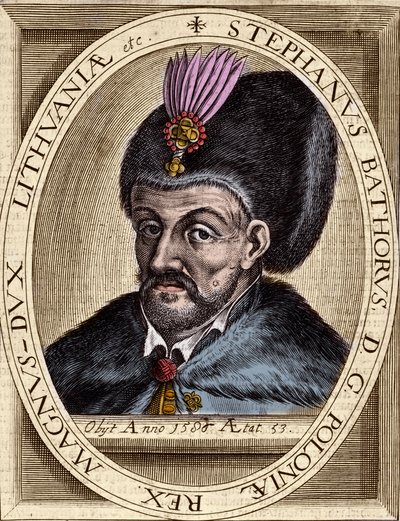 Porträt von Stephan Báthory, König von Polen, Fürst von Siebenbürgen (1532-1586) - Stephan I. Báthory (1533-1586). König von Polen (1575-1586). Gravur. von Artist Unknown