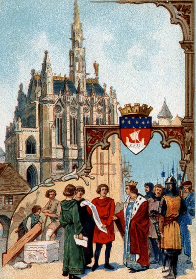 Saint Louis gründete die Sainte Chapelle in Paris, um die Dornenkrone zu deponieren. von Artist Unknown