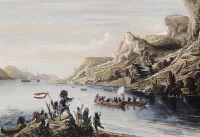 Der französische Entdecker Jacques Cartier entdeckte und bestieg den St. Lawrence River in Kanada im Jahr 1535 von Artist Unknown