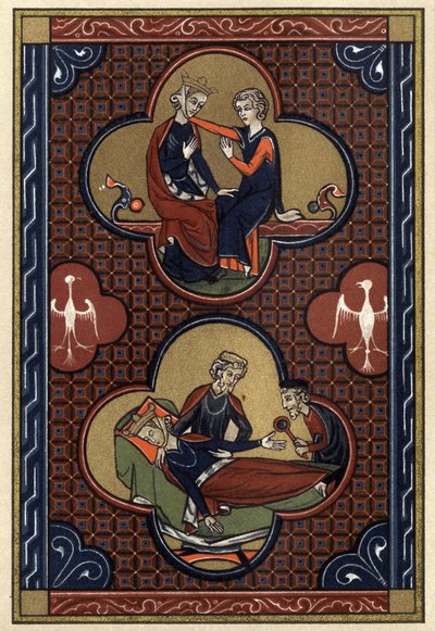 Die Birnenromanze. Geschichte von Cliges und Fenice. Bestrafung von Fenice (Druck) von Artist Unknown
