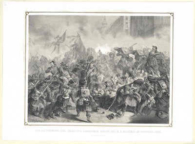 Der Angriff auf die Jaegerzeil-Barrikade durch das k. k. Militär im Oktober 1848 von Artist Unknown