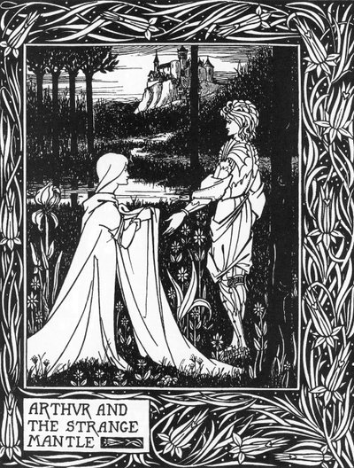 König Artus empfängt den Besuch eines Mädchens, das von der Fee Morgane geschickt wurde von Aubrey Beardsley