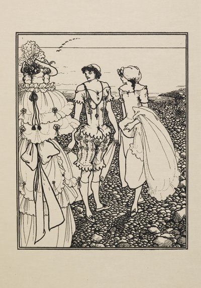 Am Strand von Dieppe (Die Badenden), aus einem Buch mit fünfzig Zeichnungen von Aubrey Beardsley