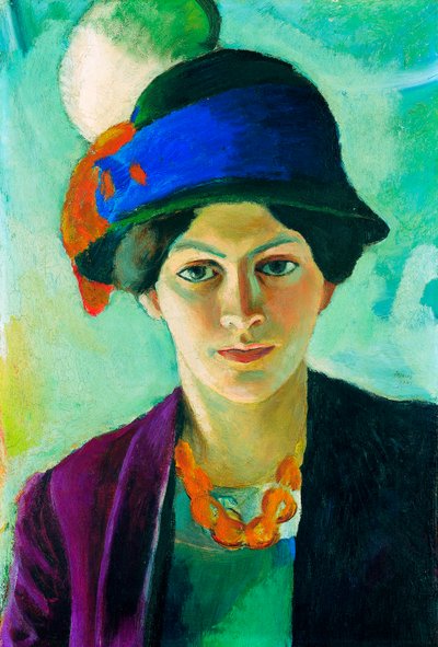Porträt der Frau des Künstlers mit Hut von August Macke