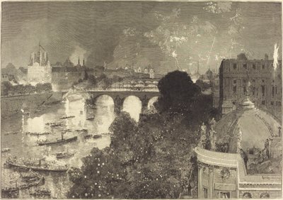 Der 14. Juli. Beleuchtung der Seine vom Pont Neuf bis zum Pont au Change von Auguste Lepere