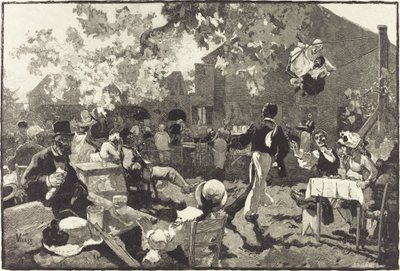 Le Cabaret du Coq de Bruyère au Bois de Meudon von Auguste Lepère after Daniel Vierge