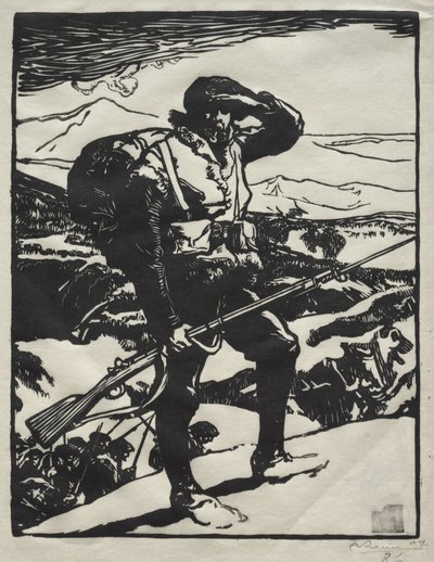 Chasseur Alpin, der die Rheinebene betrachtet von Auguste Louis Lepère