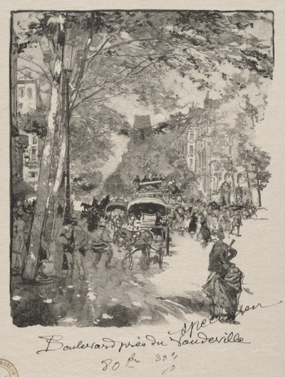 Der Boulevard in der Nähe des Vaudeville von Auguste Louis Lepère