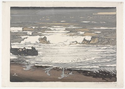 Die brechenden Wellen, Flut von September 1901 von Auguste Louis Lepère