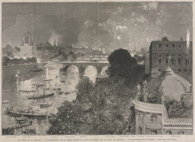 Das Fest des 14. Juli, Beleuchtung des Platzes der Republik (nach H. Scott) von Auguste Louis Lepère