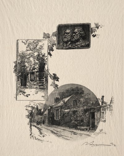 Eingang zum Atelier Rousseau und das Haus von Millet, 1887 von Auguste Louis Lepère