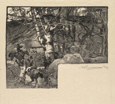 Fontainebleau-Wald: Jagd auf Mont-Gérard (La Forêt de Fontainebleau: Une chasse au Mont-Gérard) von Auguste Louis Lepère