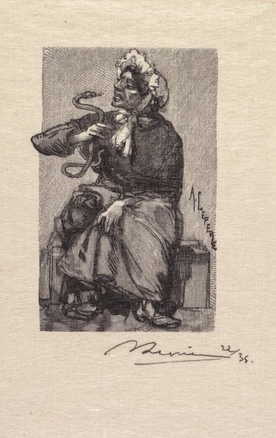 Wald von Fontainebleau: Schlangenverkäuferin, 1890 von Auguste Louis Lepère