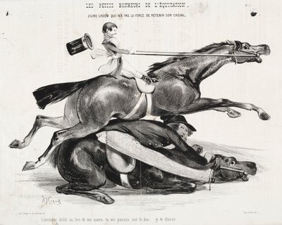 Die kleinen Freuden des Reitens: Junger Stallbursche, der nicht die Kraft hat, sein Pferd zu halten von Auguste Rodin