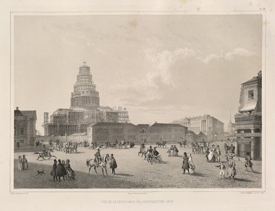 Bauarbeiten im Jahr 1838 aus: Der Bau der Isaakskathedrale, 1845 von Auguste de Montferrand