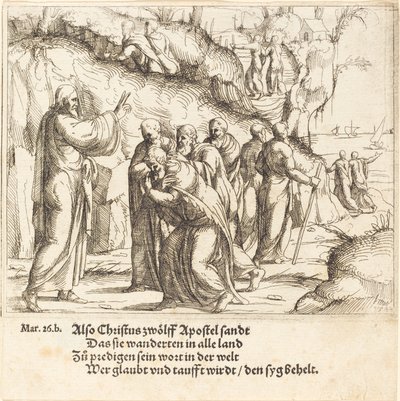 Christus beauftragt die Apostel mit ihrer Mission, 1548 von Augustin Hirschvogel