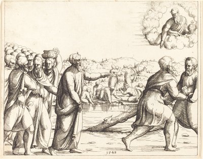 Der Herr versüßt die Wasser von Marah von Augustin Hirschvogel