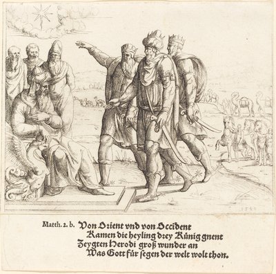 Die drei Könige berichten Herodes von der Geburt Christi von Augustin Hirschvogel