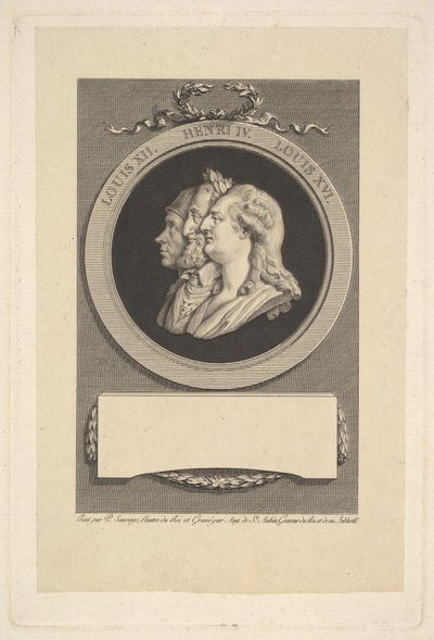 Porträt von Ludwig XVI, Heinrich IV und Ludwig XII, 1791 von Augustin de Saint Aubin