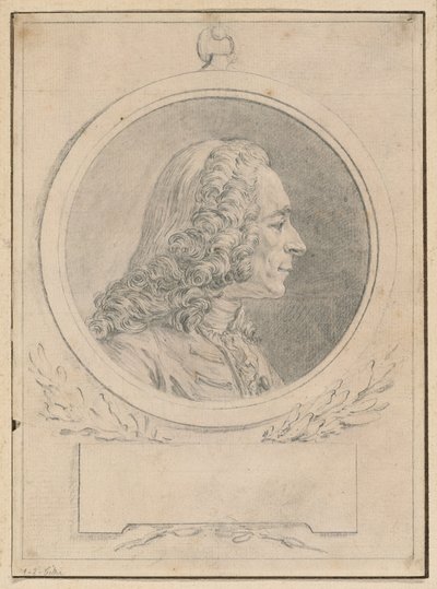 Porträt von Voltaire, nach seiner Büste von Jean-Baptiste Lemoyne II von Augustin de Saint Aubin