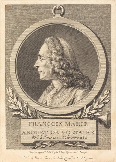 Francois Marie Arouet de Voltaire von Augustin de Saint Aubin after Jean Baptiste Lemoyne II