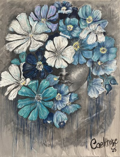 Blaues Blumenporträt von Augustus Caelthorne
