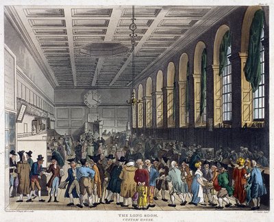 Innenansicht des Zollhauses, London von Augustus Charles Pugin, Thomas Rowlandson