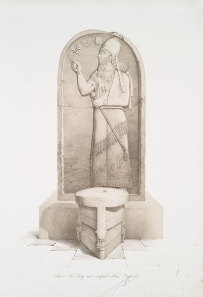 Der König und der Opferaltar in Nimrud [Kalhu] von Austen Henry Layard