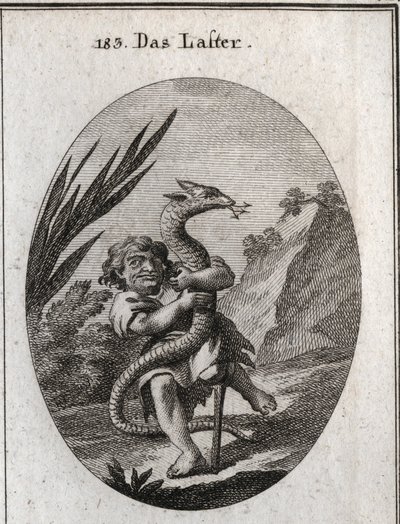 Allegorie des Lasters, dargestellt durch einen Zwerg, der eine Hydra erdrückt. von Austrian School