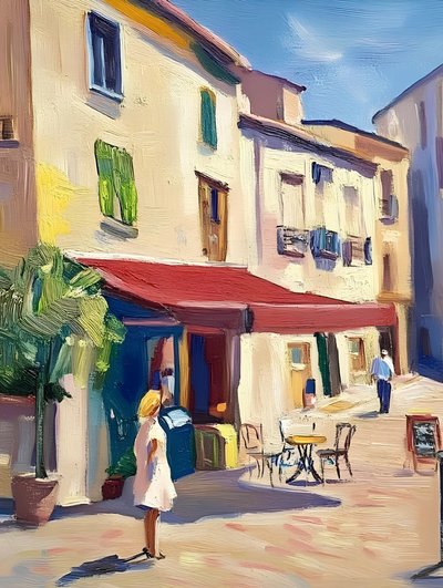 Charmantes europäisches Café auf der Straße von Avanesova Elena
