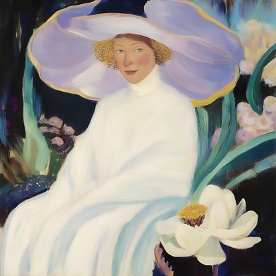 Elegante Frau mit lila Hut von Avanesova Elena