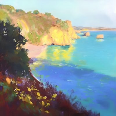 Goldene Klippen, azurblaues Meer von Avanesova Elena